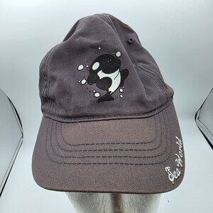 SeaWorld Orca Kids Adjustable Cap Black Embroidered Shamu Baseball Hat Unisex